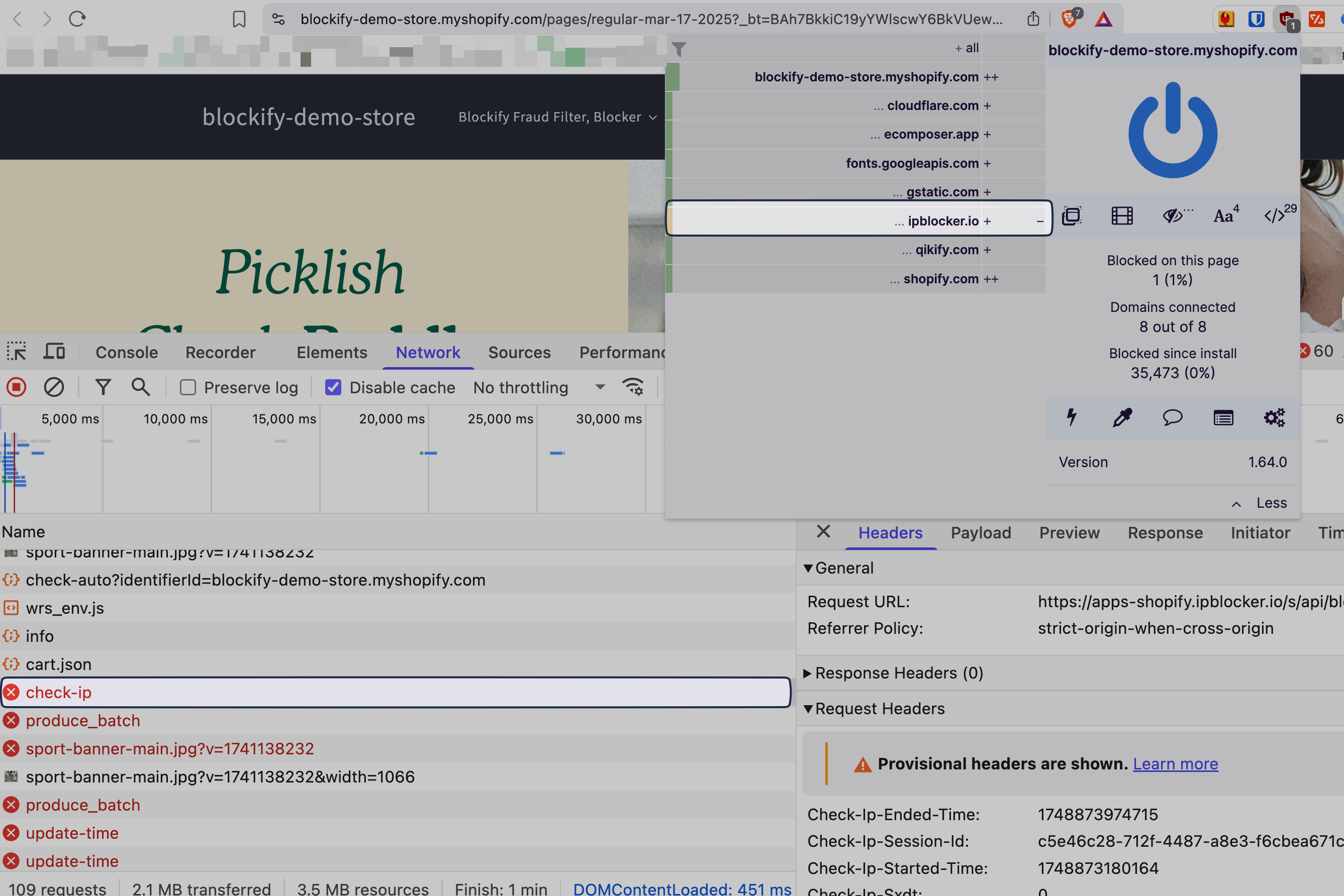 Unblocking a website in Shopify App